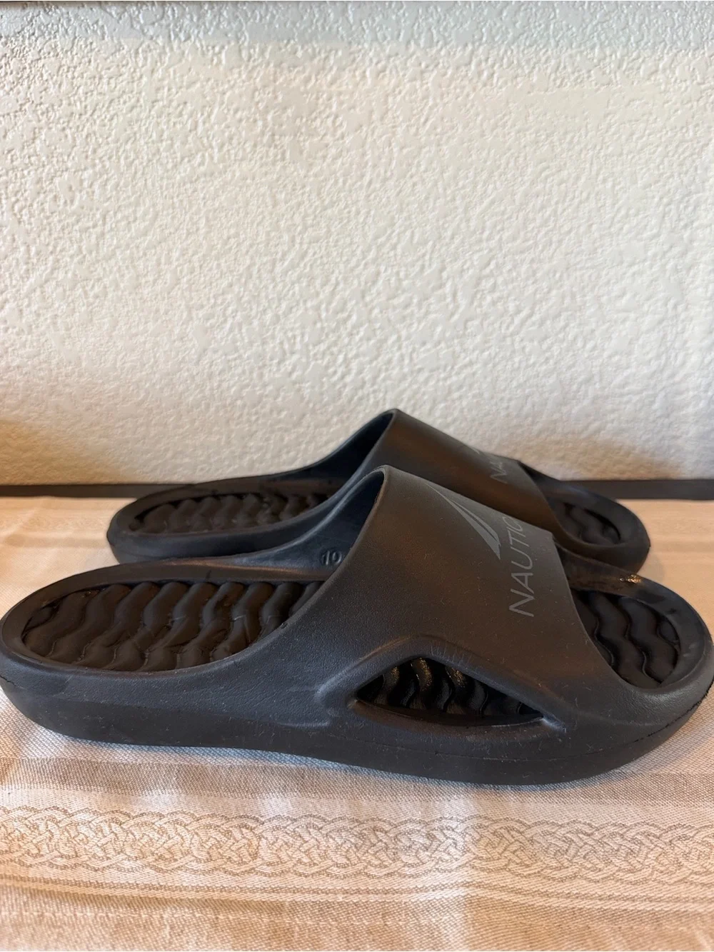 Nautica Black Logo Slide Sandals